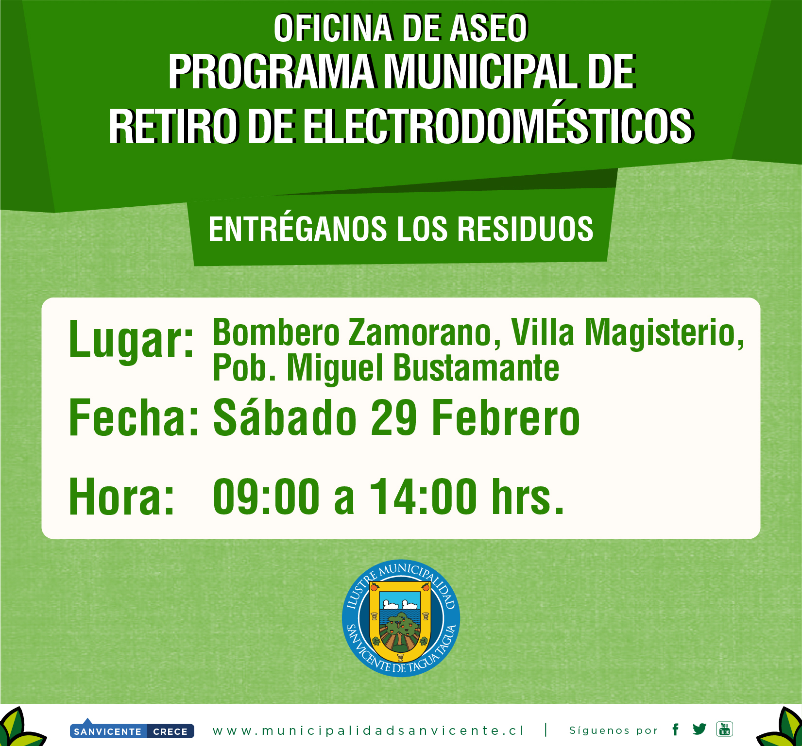 PROGRAMA MUNICIPAL DE RETIRO DE ELECTRODOMÉSTICOS EN DESUSO Y MATERIALES RECICLABLES