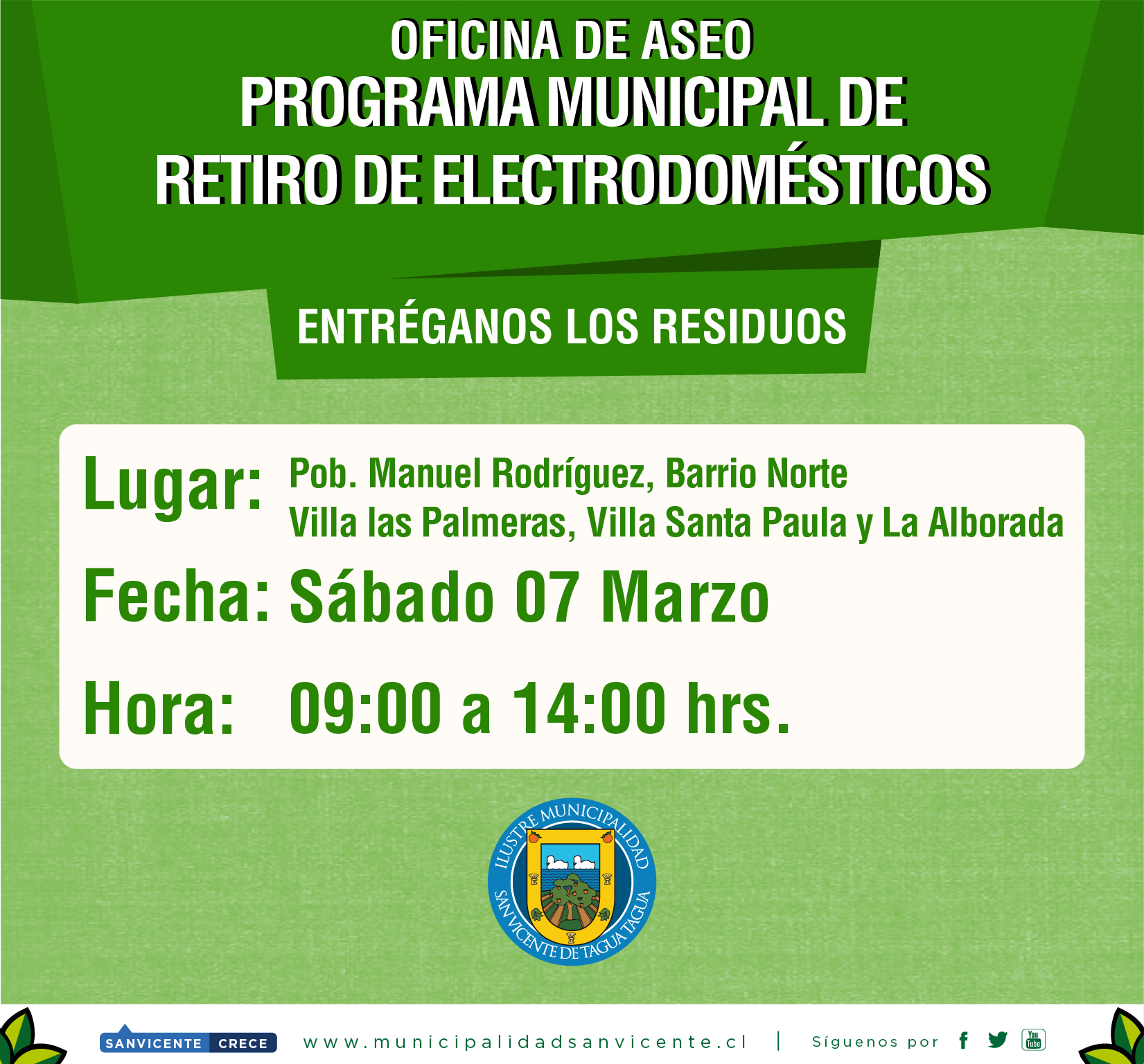 PROGRAMA MUNICIPAL DE RETIRO DE ELECTRODOMÉSTICOS EN DESUSO Y MATERIALES RECICLABLES 2020