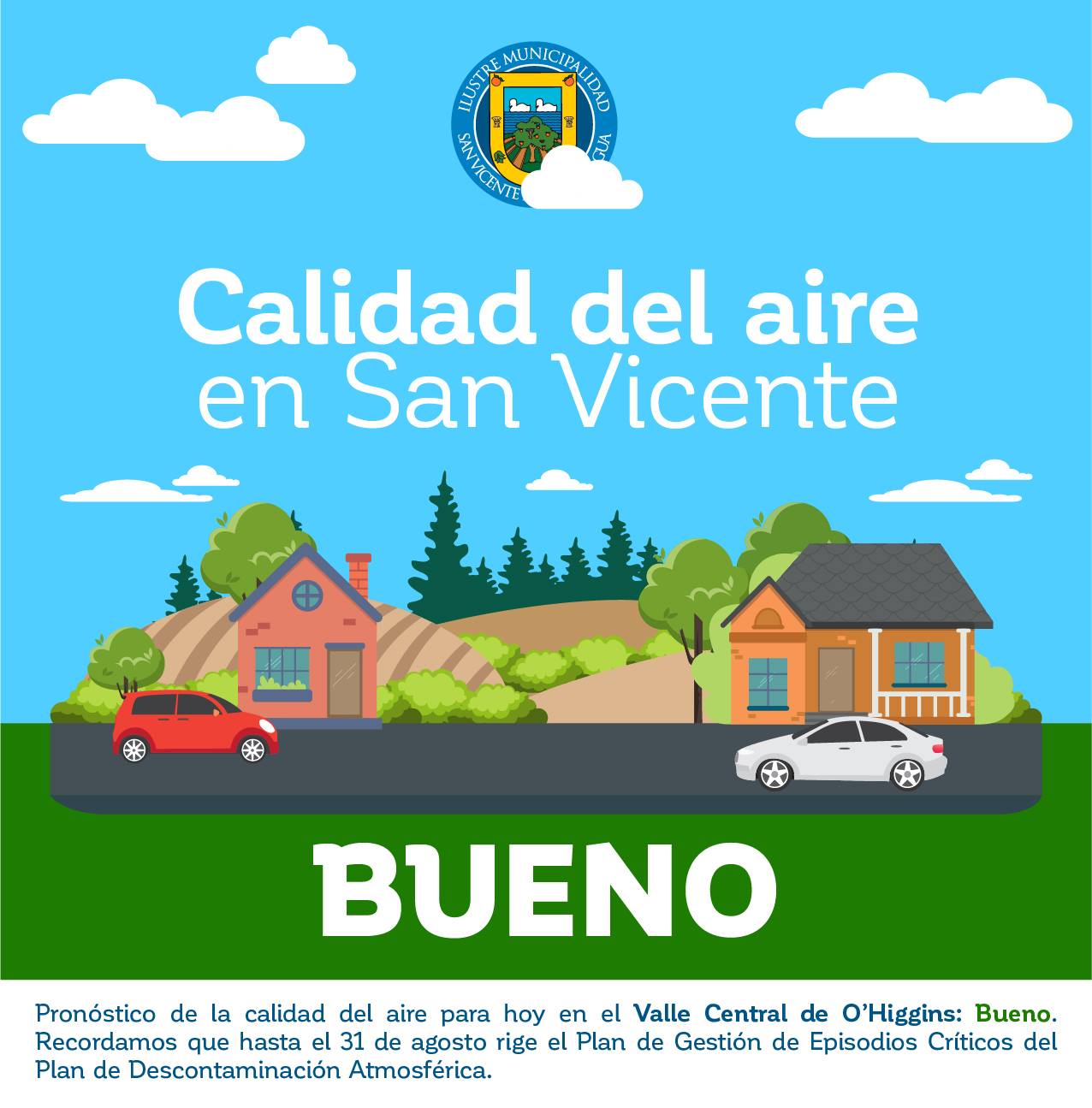 CALIDAD DEL AIRE EN SAN VICENTE DE TAGUA TAGUA MIÉRCOLES 8 DE ABRIL: BUENO