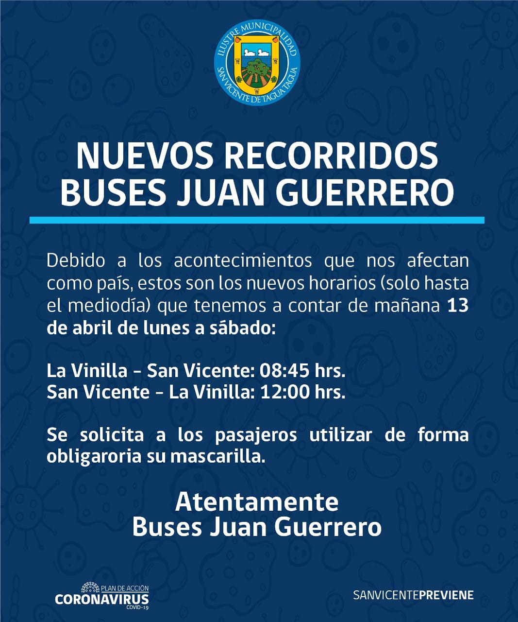 NUEVOS RECORRIDOS BUSES JUAN GUERRERO