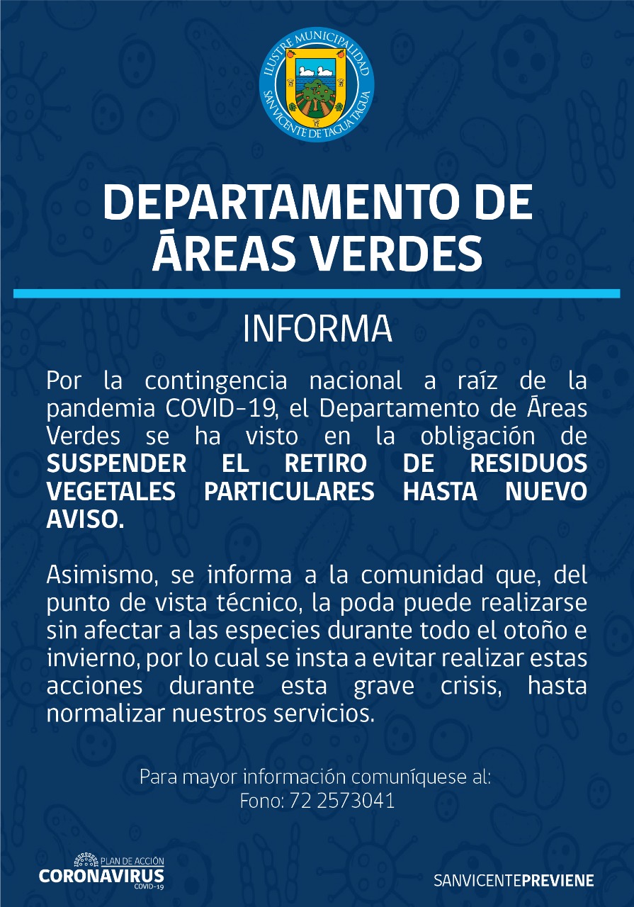 DEPARTAMENTO DE ÁREAS VERDES INFORMA