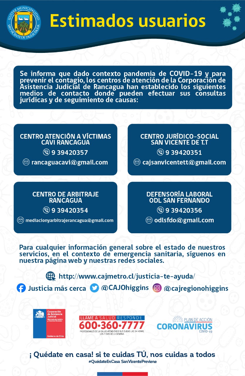 ATENCIÓN DE CENTROS DE CORPORACIÓN DE ASISTENCIA JUDICIAL‼️