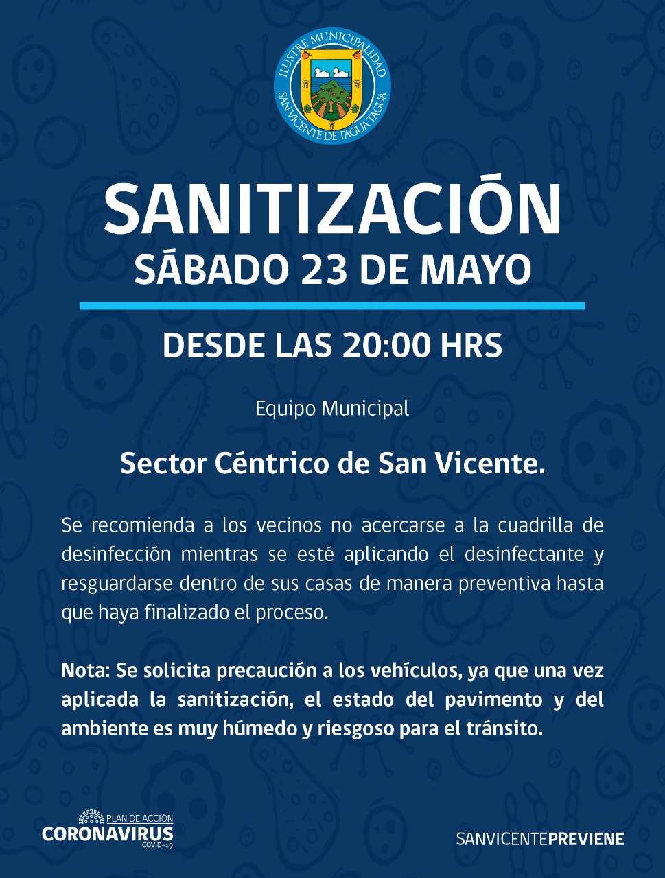 SE INFORMA SANITIZACIÓN PROGRAMADA PARA HOY SÁBADO 23 DE MAYO‼️📌